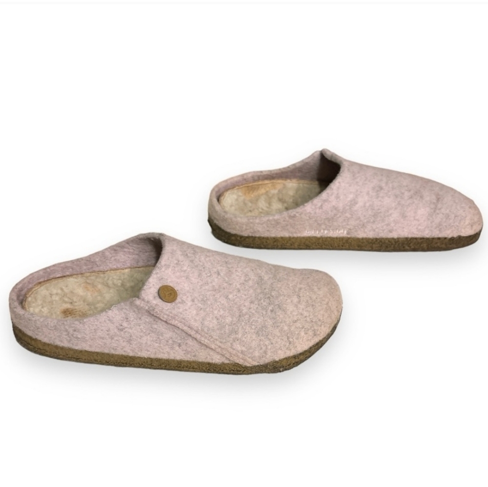 BIRKENSTOCK Zermatt Wool Felt & Shearling Mule Clog Slipper Light Rose - Picture 2 of 10